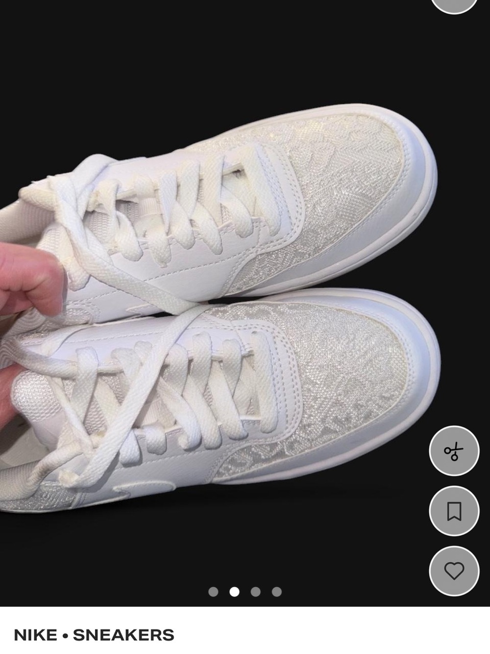 Nike Women's White Lace-Overlay Sneakers